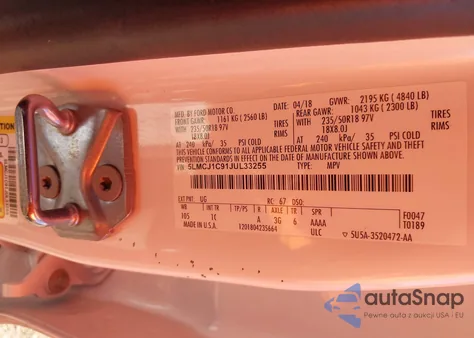 2018 Lincoln Mkc Premiere from USA, damaged, VIN 5LMCJ1C91JUL33255